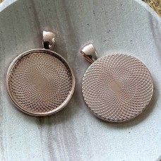 25mm ID Rose Gold Plated Round Bezel Pendant Setting - Pack of 2