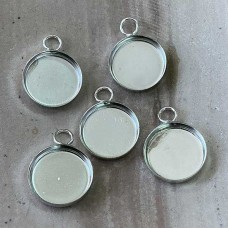 12.5mm (11mm ID) Silver Plated Bezel Cups - Pack of 20