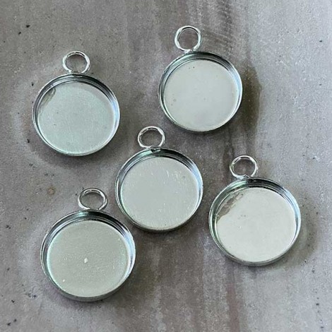 12.5mm (11mm ID) Silver Plated Bezel Cups - Pack of 20