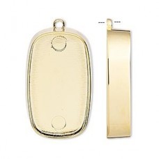30x18mm Rectangle Deep Gold Plated Bezel Pendant - Each