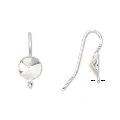 8mm Silver Swarovski Rivoli Earring Settings w-Loop - Per Pair 8mm Silver Swarovski Rivoli Earring Settings w-Loop - Per Pair