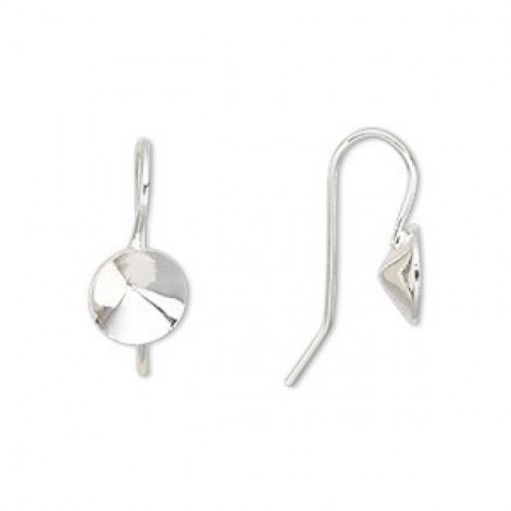 8mm Silver Plated Swarovski SS39 Rivoli Earring Setting - Per Pair