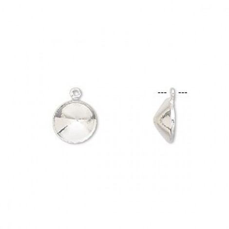 8mm Swarovski Rivoli SS39 Silver Plated Drop Settings - Pack of 4