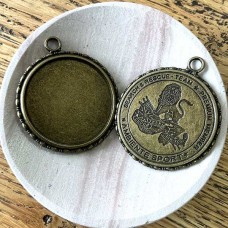 34mm ID Antique Bronze Alloy Pendant Setting Bezel - Pack of 2