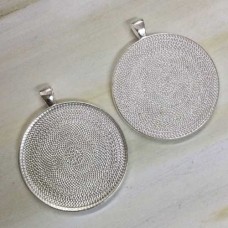 40mm ID Silver Plated Round Pendant Bezel Tray