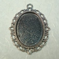 39x27mm Ant Silver Pewter Filigree Pendant Bezel - Pack of 4