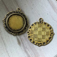 33x30mm (18mm ID) Ant Gold Round Bezel Setting - Pack of 4