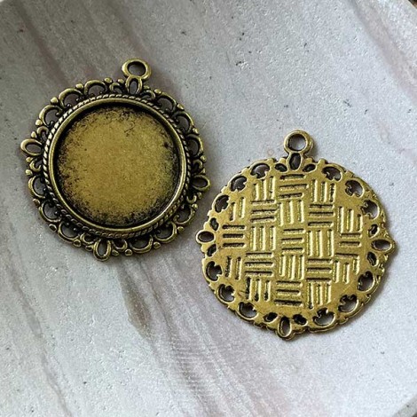 33x30mm (18mm ID) Ant Gold Round Bezel Setting - Pack of 4 33x30mm (18mm ID) Ant Gold Round Bezel Setting - Pack of 4