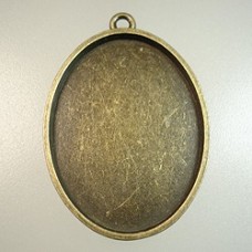 30x40mm ID Ant Bronze Plated Brass Pendant Bezel - Pack of 2