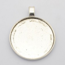 50mm (46.8mm ID) Nickel Free Antique Silver Plated Pendant Bezel