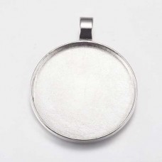 50mm (46.8mm ID) Nickel Free Platinum Colour Plated Pendant Bezel - Pack of 2