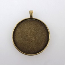 40mm ID Antique Bronze Round Bezel Pendant Frame - Pack of 2