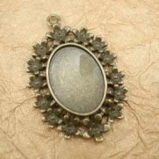 33x50mm Ant Bronze Alloy Pendant Bezel Drop - Pack of 2
