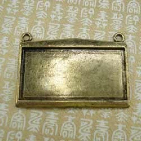 47x32mm Ant Bronze Pewter Pendant Bezel Frame w/2 loop - Each 47x32mm Ant Bronze Pewter Pendant Bezel Frame w/2 loop - Each