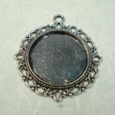 33x30mm (18mm ID) Ant Silver Round Bezel Setting - Pack of 2