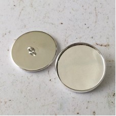 22mm (20mm ID) Silver Plated Brass Button Bezels
