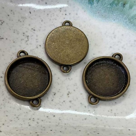 16mm ID Ant Brass Bezel Connector Frame - Pack of 10 16mm ID Ant Brass Bezel Connector Frame - Pack of 10