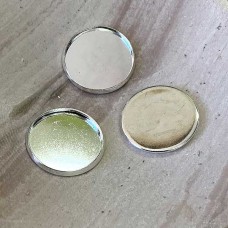 18mm ID Silver Plated Bezel Setting Trays (no loop) - Pack of 10