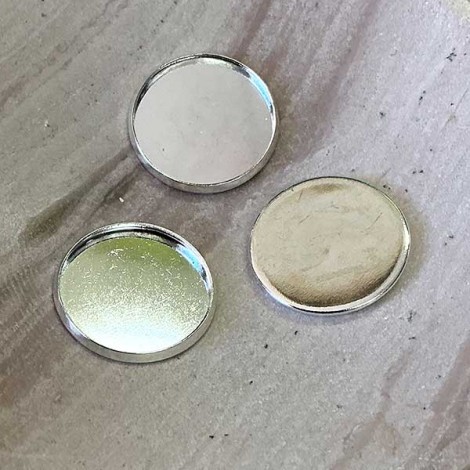 18mm ID Silver Plated Bezel Setting Trays (no loop) - Pack of 10