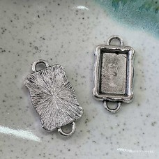 27x14mm 2-Loop Tibetan Antique Silver Connector Bezels - Pack of 4
