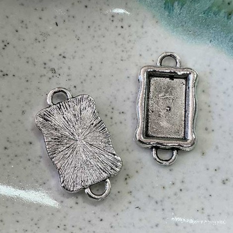 27x14mm 2-Loop Tibetan Antique Silver Connector Bezels - Pack of 4 27x14mm 2-Loop Tibetan Antique Silver Connector Bezels - Pack of 4