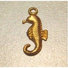 Baby Seahorse Raw Brass Charm