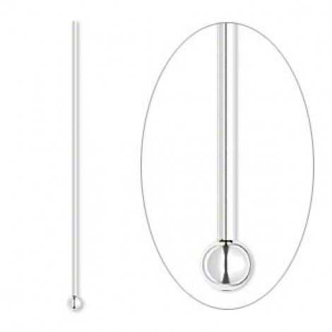 1.5in (38mm) 21ga Sterling Silver Headpins with 2mm Ball