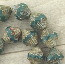 13x11mm Cz Baroque Bicones - Opal Emerald Picasso