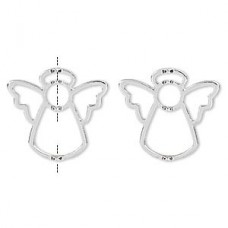 35x32mm Silver Plated Angel Frame/Pendant - Pack of 2