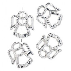 18x16mm Silver Plated Angel Frame Charms - Pack of 2