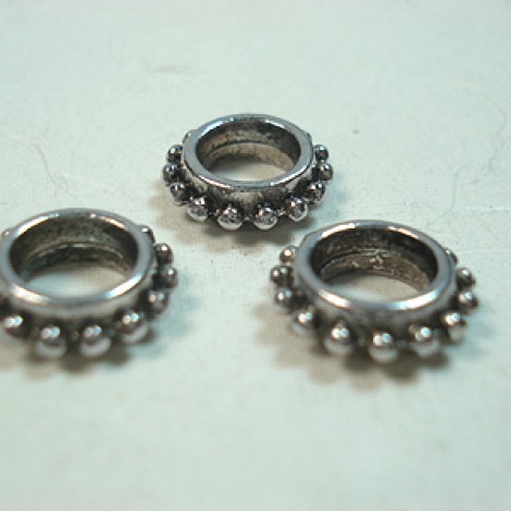 13mm Tibetan Ant Silver Beaded Ring Spacers-Links