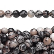 6mm Black Silk Stone Onyx Gemstone Beads - Strand