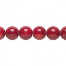 9mm Dark Red Bamboo Coral Round Beads