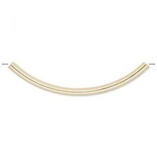 38x2mm Gold Plated Brass Curved Tube Beads - Pack of 10