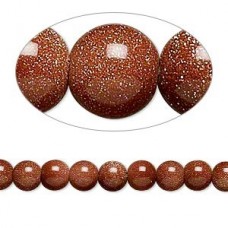 6mm Brown Goldstone Round Beads - Strand