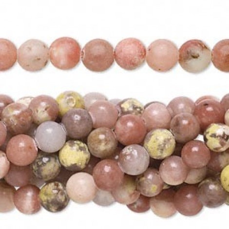 6mm Pink Lepidolite Gemstone Beads - Strand