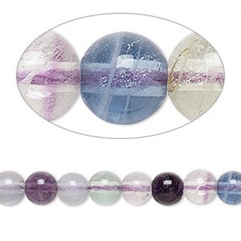 6mm Natural Rainbow Fluorite Gemstone Beads - strand