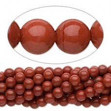 4mm Red Jasper Round Gemstone Beads - Strand