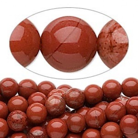 6mm Red Jasper Round Gemstone Beads - Strand