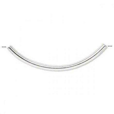38x2mm Silver Plated Brass Curved Tube Beads - Pack of 10 38x2mm Silver Plated Brass Curved Tube Beads - Pack of 10