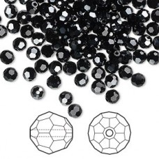 4mm Swarovski Crystal Round Beads - Jet Hematite