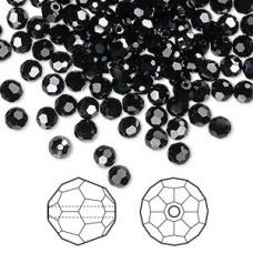 4mm Swarovski Crystal Round Beads - Jet Hematite - Pack of 10