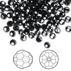 4mm Swarovski 5000 Round Beads - Jet Hematite 2X - Pack of 10