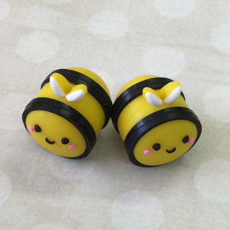 20x23mm Baby-Safe Teething Beads or Knitting Needle Protector Tips - Busy Bee - Per pair 20x23mm Baby-Safe Teething Beads or Knitting Needle Protector Tips - Busy Bee - Per pair