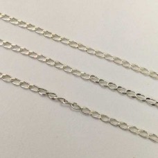 3.6x2mm Silver Plated Soldered Elegant Curb Chain - Tarnish Resistant + Nickel Free