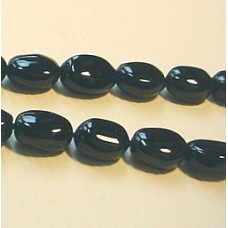 8x6mm Flat Oval Black Onyx Beads
