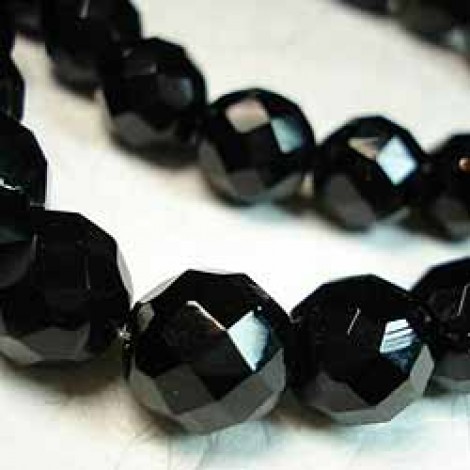 12mm Jet Czech Firepolish Round Beads - Pack of 10