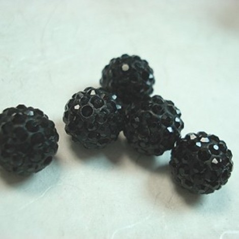 10mm Black Crystal Pave Beads