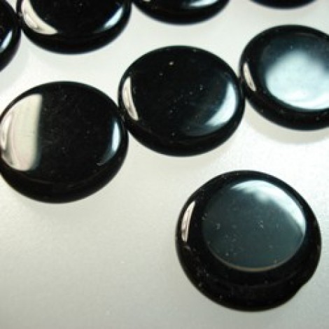 20mm Czech Round Medallion Beads - Jet Black
