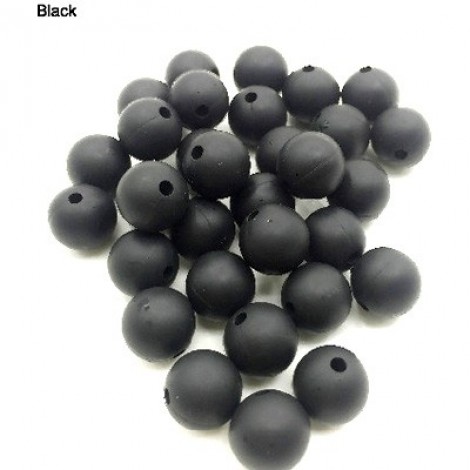10mm Baby-Safe Silicone Round Beads - Black